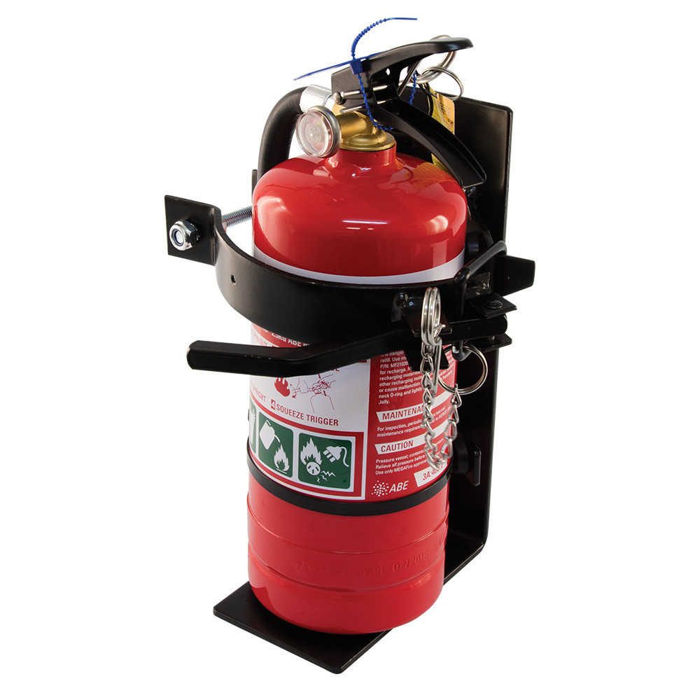 MEGAFire 2.5kg Heavy Duty Black Powder Coated Steel Fire Extinguisher Vehicle Bracket